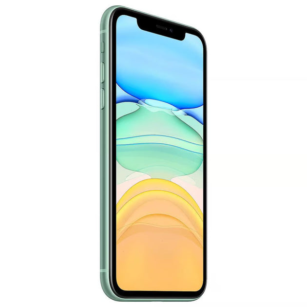 Fröhliches Apple iPhone 11 in der Farbe Grün mit 64GB Speicher, ohne Vertrag.