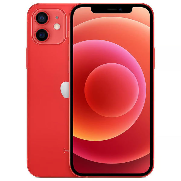 Lebhaftes Apple iPhone 12 in der Farbe Rot mit großzügigen 128GB Speicher, ohne Vertrag.