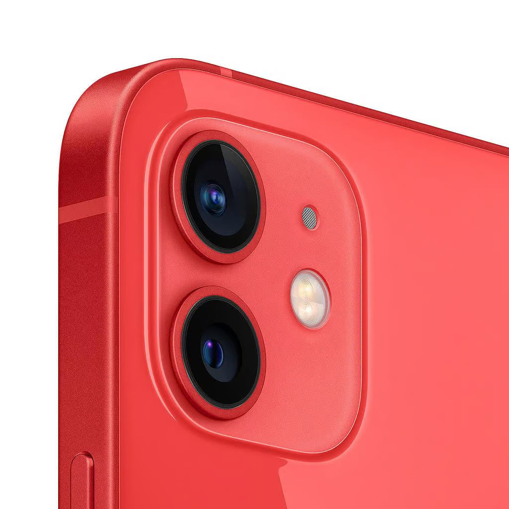 Lebhaftes Apple iPhone 12 in der Farbe Rot mit großzügigen 128GB Speicher, ohne Vertrag.